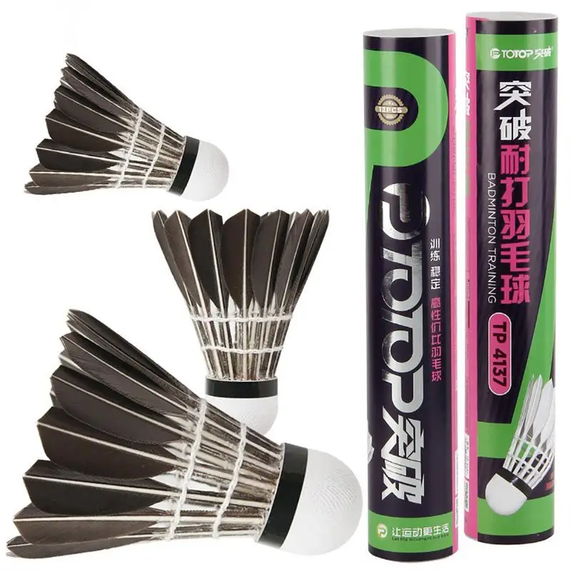 

12 Pcs / Barrel Steering Wheel Badminton Black Goose Board Feather Fly Stability Durable Steering Wheel Ball