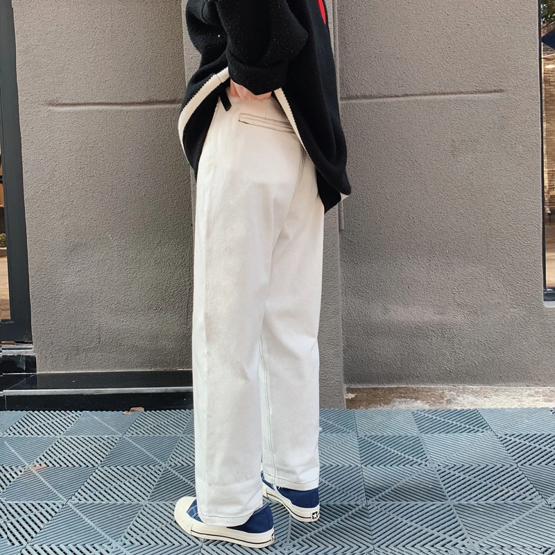 Spring Men's Personality New Casual Jeans M-2XL Solid Color Simple Wide Leg Wild Youth Loose Temperament Student Trousers