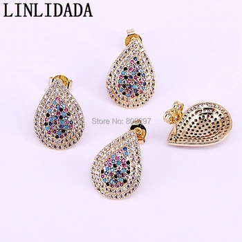 

5Pair New Design Cubic Zirconia Pave Waterdrop/Star Earring Studs Micro Pave CZ Stone Stud Earrings Women Jewelry