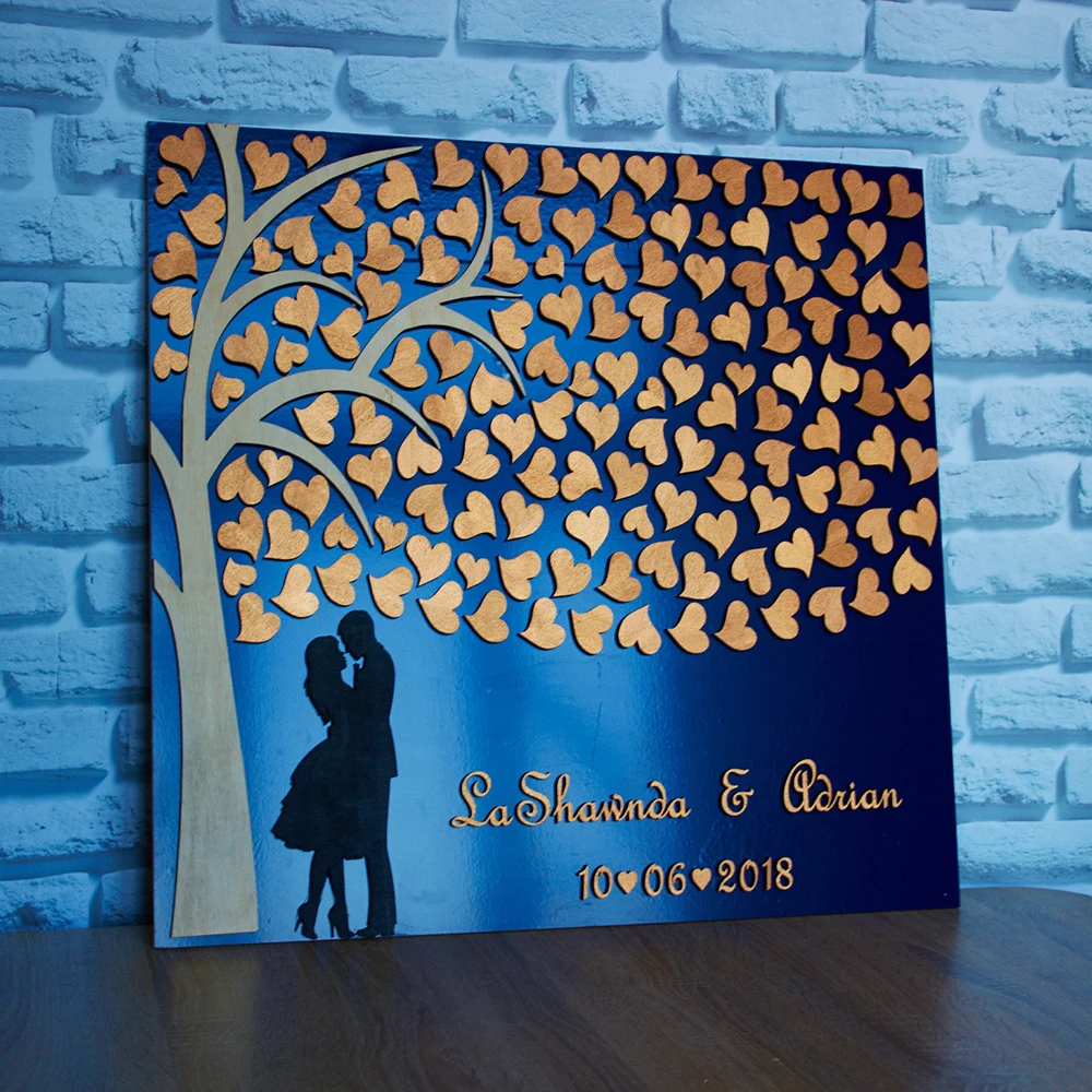 

Personalized Wedding Guest Book Tree ,Rustic Hearts Guestbook Ideas,Custom Alternative 3D Wedding Guest Books With Names Date