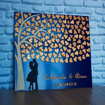 

Personalized Wedding Guest Book Tree ,Rustic Hearts Guestbook Ideas,Custom Alternative 3D Wedding Guest Books With Names Date