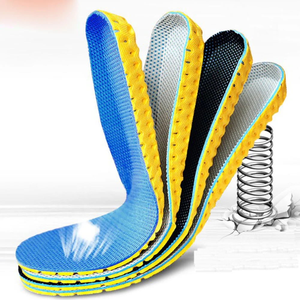 1 Pair Men Shoes Insoles Breathable Orthopedic Memory Foam Sport Arch Support Insert Soles Pad Gray Summer Deodorant Insoles