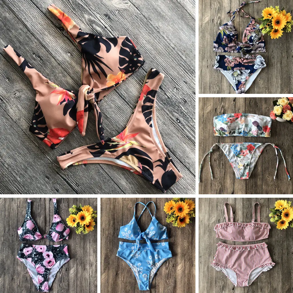 2019 Newest Hot Women Push-up Padded Bra Bandage Bikini Set Swimsuit Triangle Swimwear Bathing | Спорт и развлечения