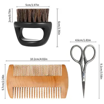 

Men's Beard Comb and Brush Set - Wild Boar Brush Grease Growth Model Gloss Softness Styling Tool for dispensing ointment