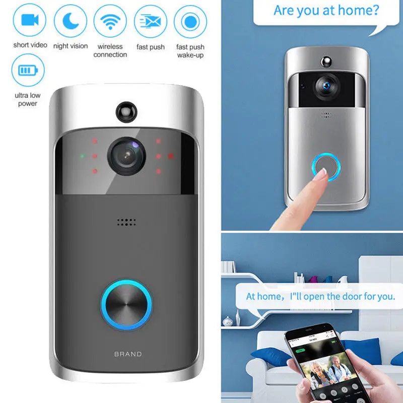 

Wireless WiFi Doorbells Visual Ring Intercom Secure Camera Smart Video Phone Door Prevent thieves