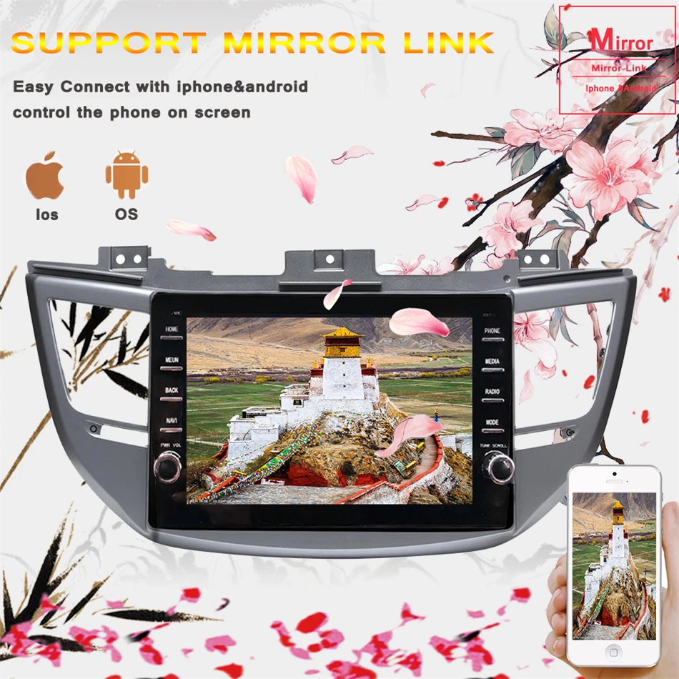Perfect 2 DIN 4+64GB Android 9.0 Car DVD gps for Hyundai Tucson 2016 2017 2018 2019 radio stereo multimedia Recorder player with maps 5