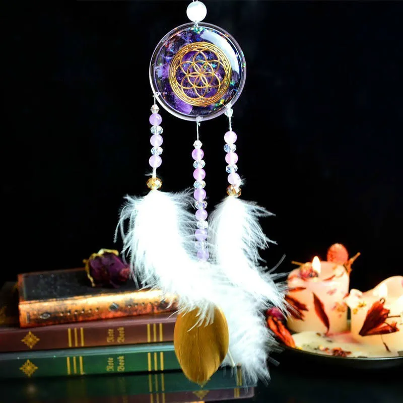 

Orgonite Aura's hand-made energy dream catcher home car accessories pendant capture happiness good luck wealth safe and healthy