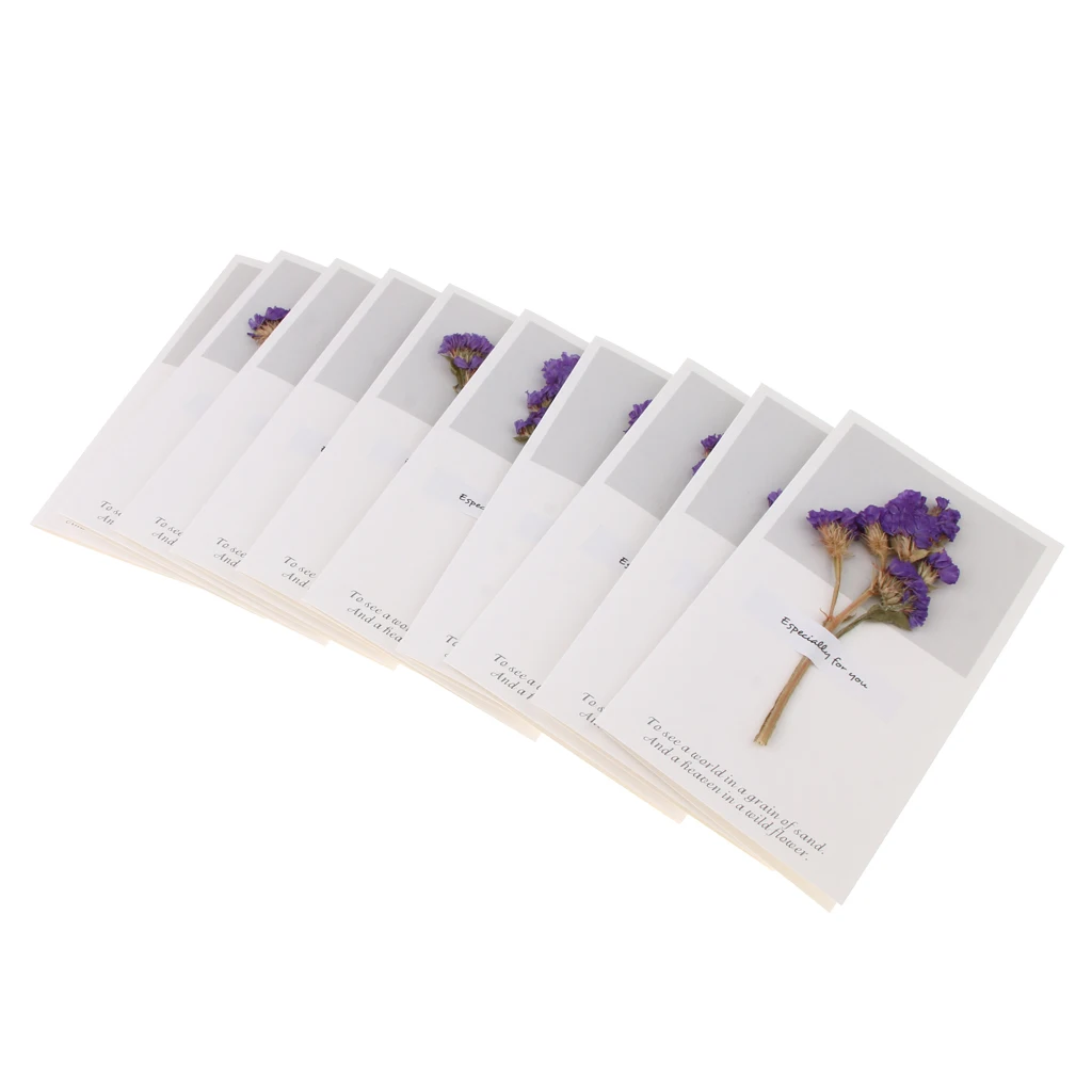  10pcs Vintage Dried Flower Greeting Cards Thank You Cards Wedding Invitations Birthday Christmas Pa - 32976355974