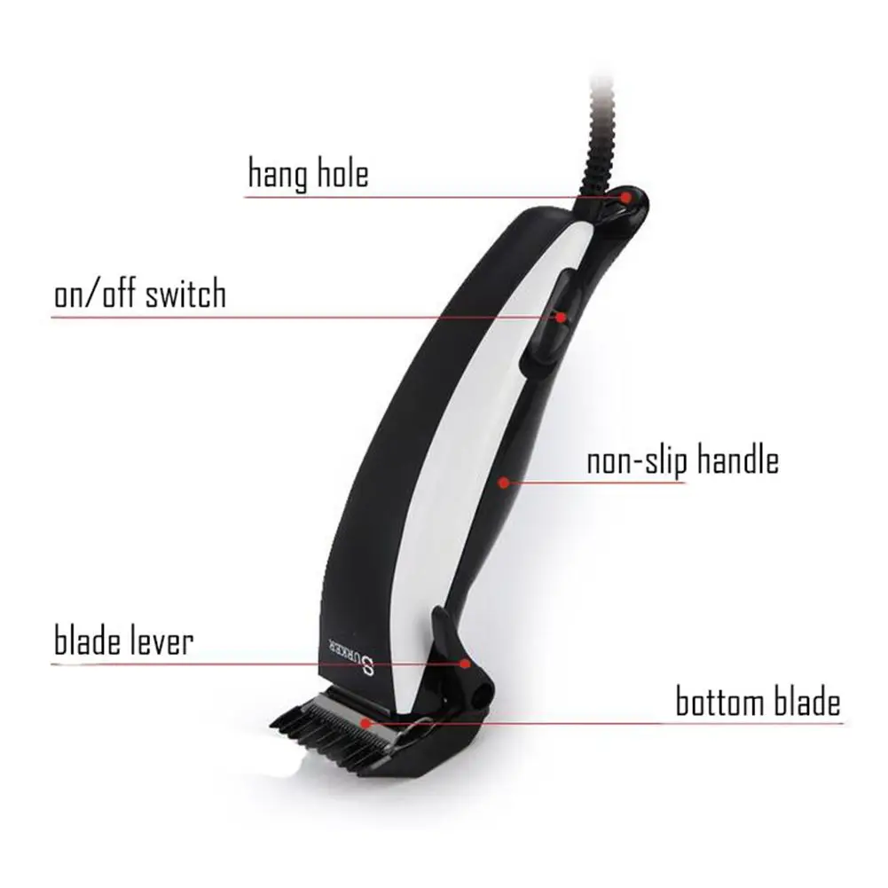 Najtaniej SURKER domowy przewód zasilający profesjonalna maszynka do włosów regulowana maszynka do włosów dla dorosłych spinki do włosów trymer do włosów z wtyczką ue