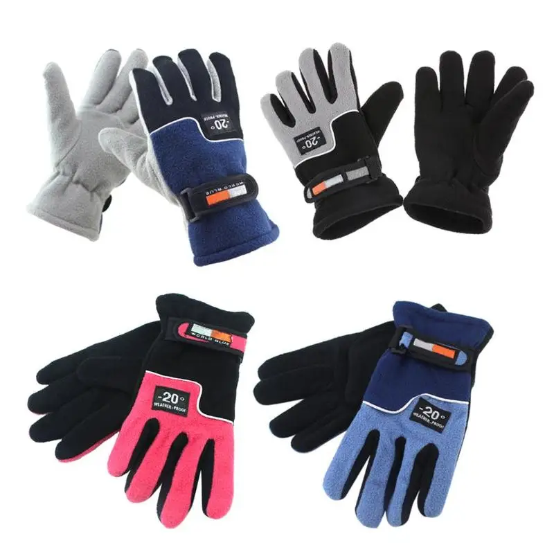 2pcs Winter New Polar Fleece Full Finger Gloves Outdoor Sports Warm