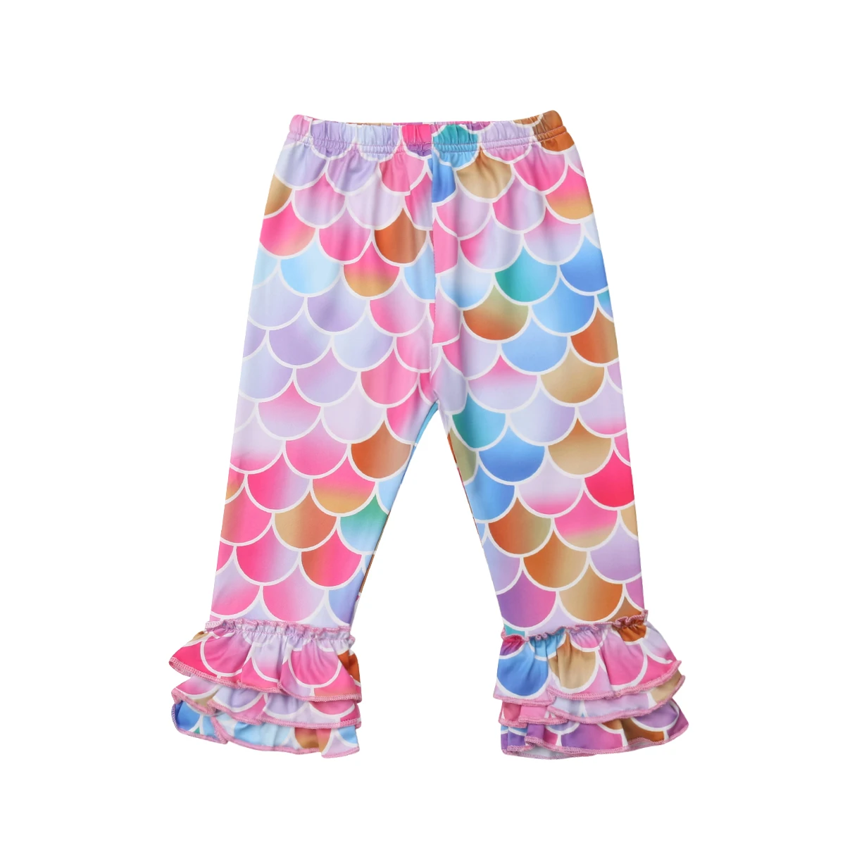 Г., многоцветные брендовые штаны с оборками и рисунком русалки для маленьких девочек, леггинсы милые штаны в полоску