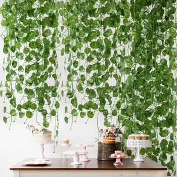 

2M Fake Ivy For Vines Room Decor Hanging Artificial Crabapple Leaf Garland Wall Plants Foliage Wedding Garden Home Decoration