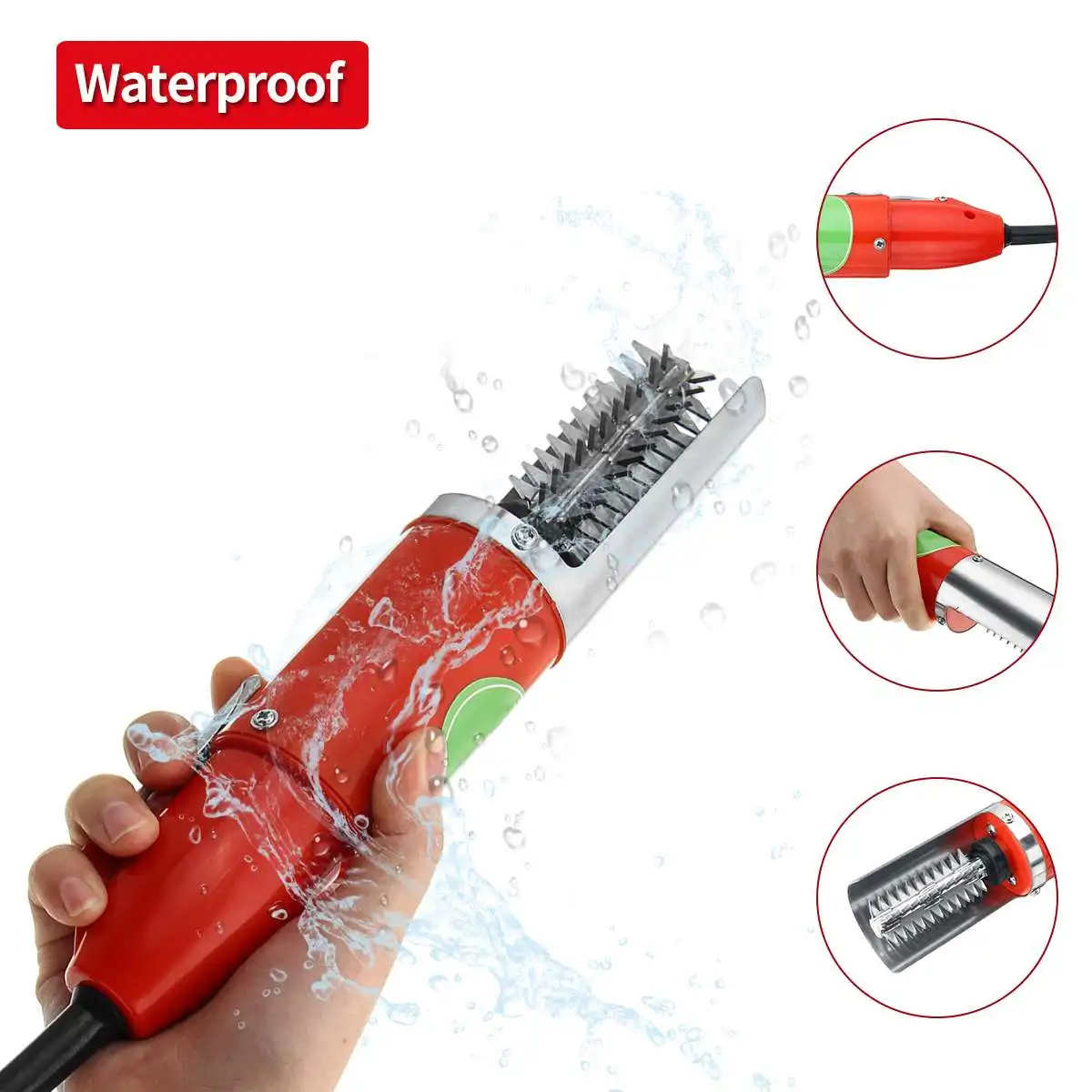 

Useful Waterproof Electric Fish Scale Scraper Fishing Scalers Clean Easy Fish Stripper Remover Cleaner Seafood Tools EU Plug