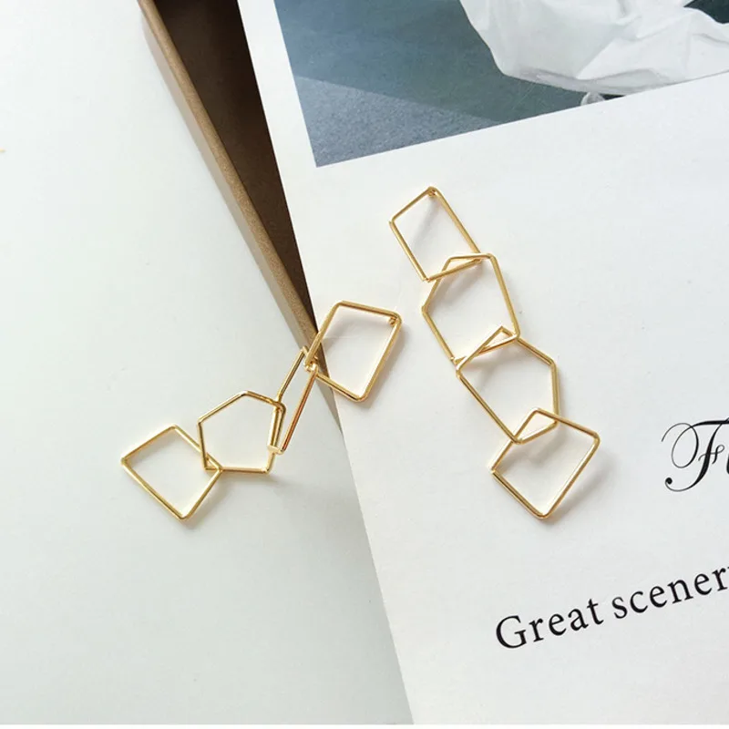 

New Simple Temperament Exaggeration Punk Style Long Paragraph Irregular Metal Geometric Hollow Drop Earrings For Women Jewelry
