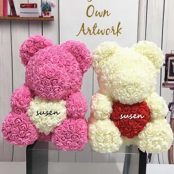 

Drop Shipping 40cm and 25cm Big Red Teddy Bear Rose Flower Artificial Christmas Gifts for Women Valentine's Day Gift