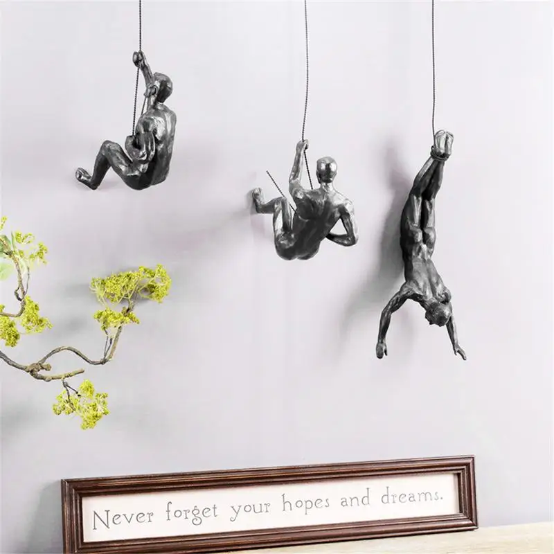 

Vintage Industrial Style Rock Climbing Bungee Figures Statue Shape Wall Hanging Decoration Bar Cafe Home Wall Decoration