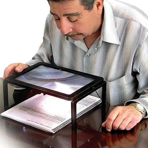 3x Складная линза Френеля лупа A4 увеличительное стекло со светодиодный подсветкой для пожилых людей с низким зрением