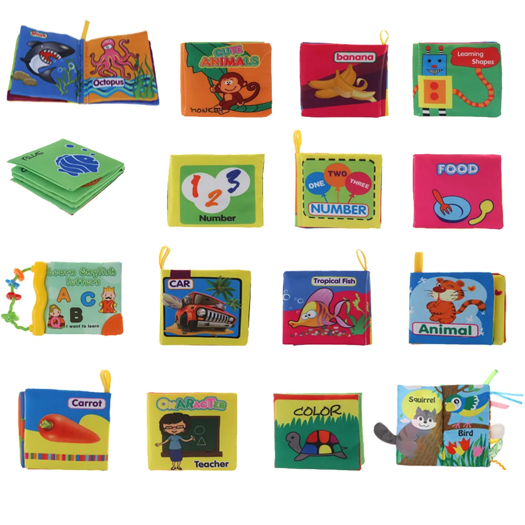 

Baby Developmental 4 Pages Stroller Cloth Book Rattles Color Shape Cognize Kids Early Learning Educational Toys
