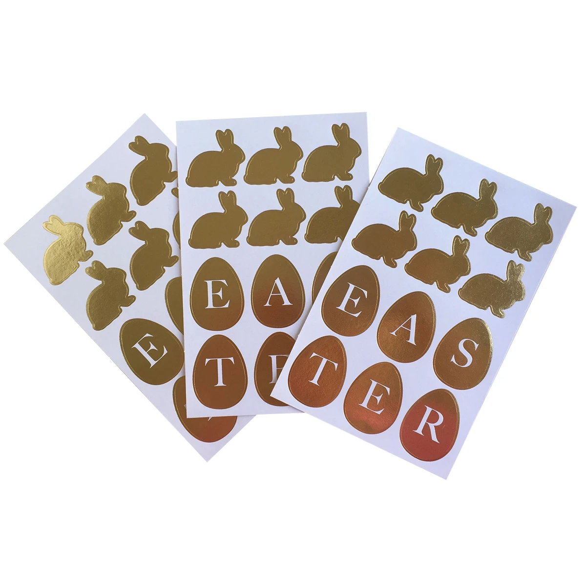 

Easter Self Adhesive Sticker Gilding Self Adhesive Label Paper Cartoon Gift Tags Cute Decals for Kids (Golden Eggs and Rabbits)