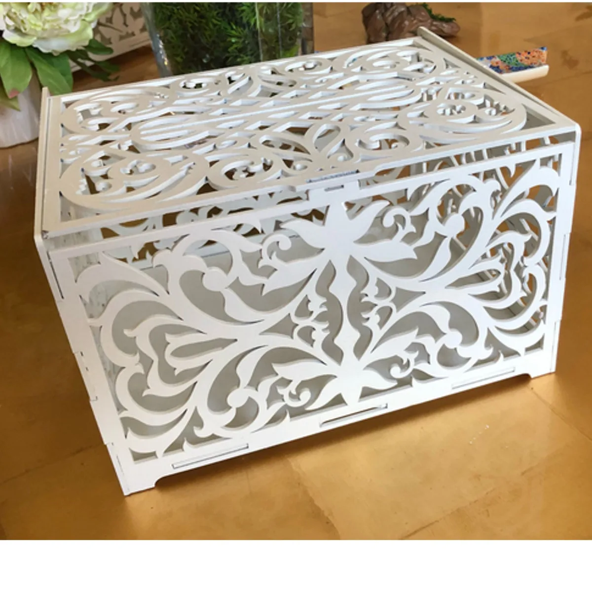 

DIY Wedding Gift Card Box Wooden Money Box With Lock Beautiful Wedding Decoration Supplies For Birthday Party 30x21.5x24cm
