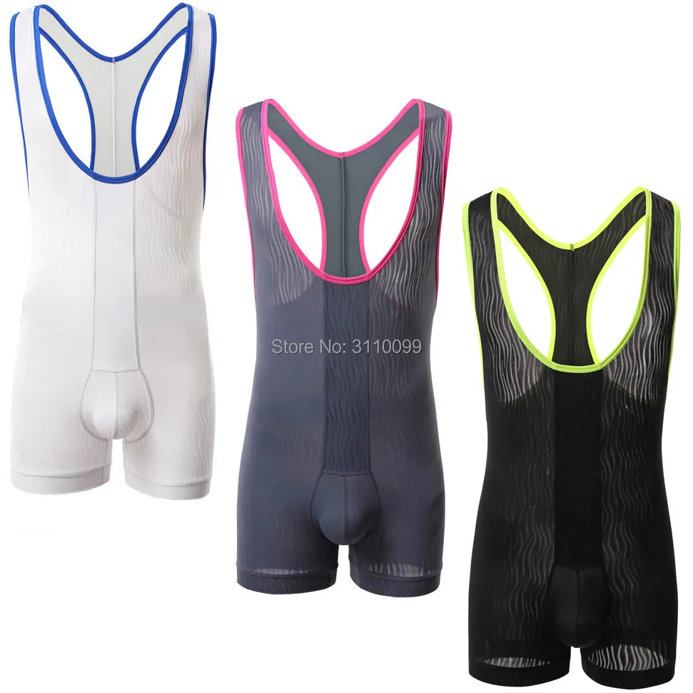

Ripple series Men's Translucence Wrestling dress Smooth Stretchy Gallus Underwear