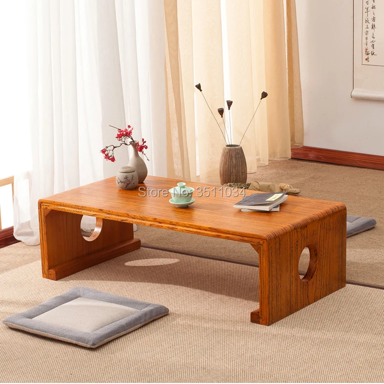 New Japanese Tea Table Rectangle 60x40x30cm Asian Antique Furniture Living Room Oriental Traditional Wooden Floor Low Side Table
