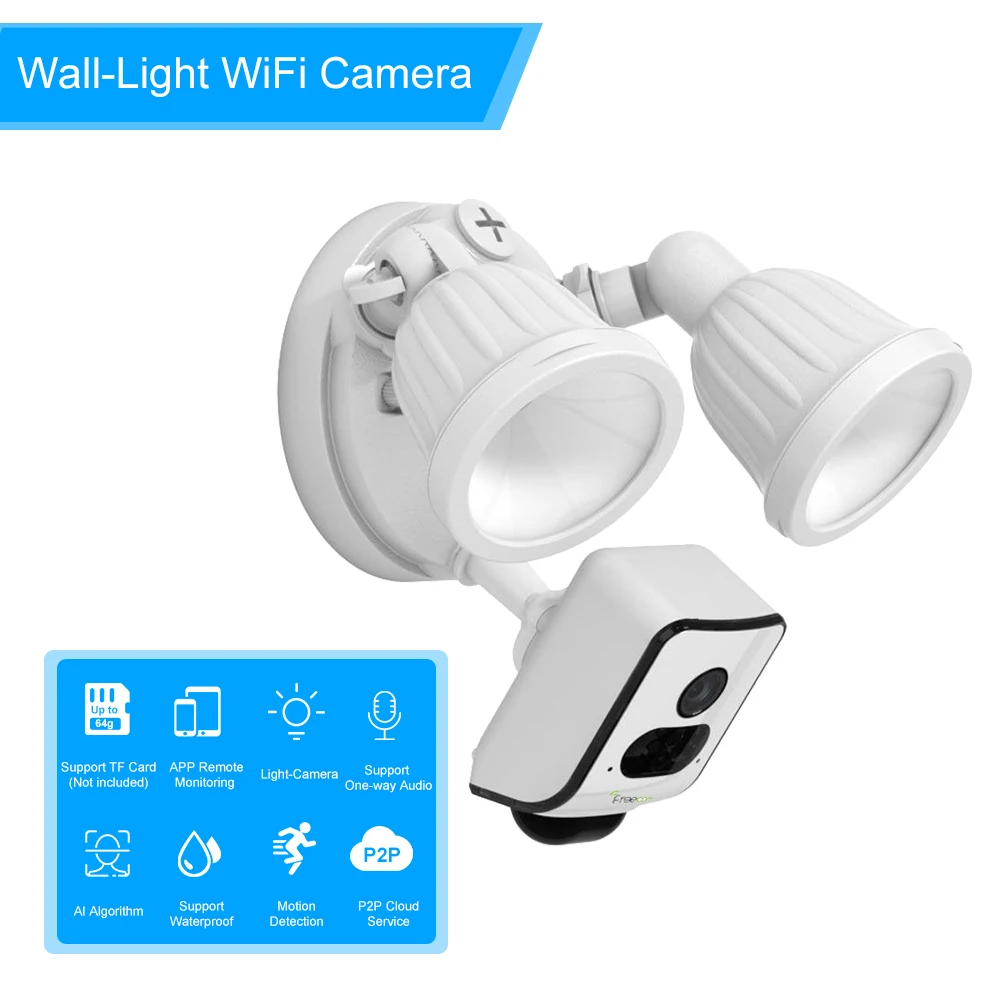 

32 leds Floodlight HD 1080P Security Wifi Camera Motion-Detected Wall-Light Wireless Security Cam One-Way Talk Cloud Storage