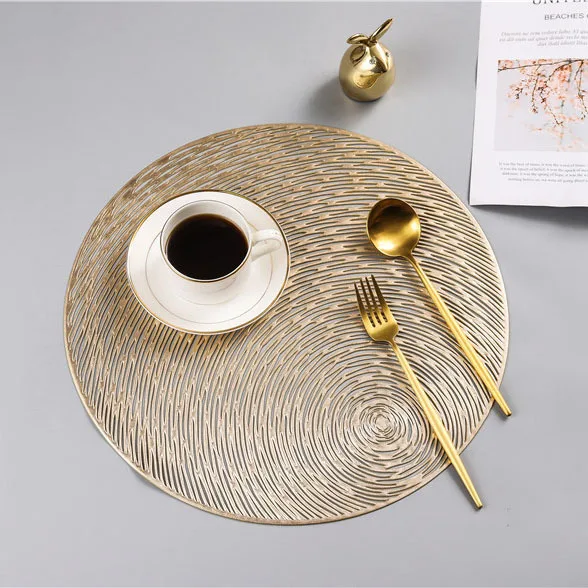 

1Pcs 38cm Round Placemat for Dining Table PVC Coaster Western Mat Hollow Heat-insulated Non-slip Pad Dish Mats Home Decor 52853