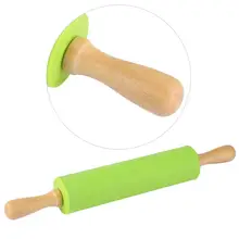 30cm Non-Stick Silicone Rolling Pin With Wooden Handle Fondant Roller Pastry Dough Rolling Flour Bakeware Kitchen Tool