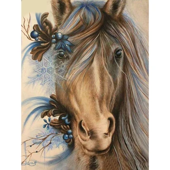 

CNIM Hot 5D Diy Full Round Drill Diamond Painting"Animal Horse"3D Embroidery Cross Stitch 5D Home Decor