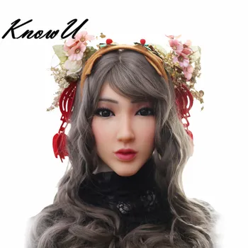 KnowU-Máscara de silicona realista para mujer, máscara de cabeza completa para Halloween, drag queen, muñeca de silicona, transexual, muñeca de silicona
