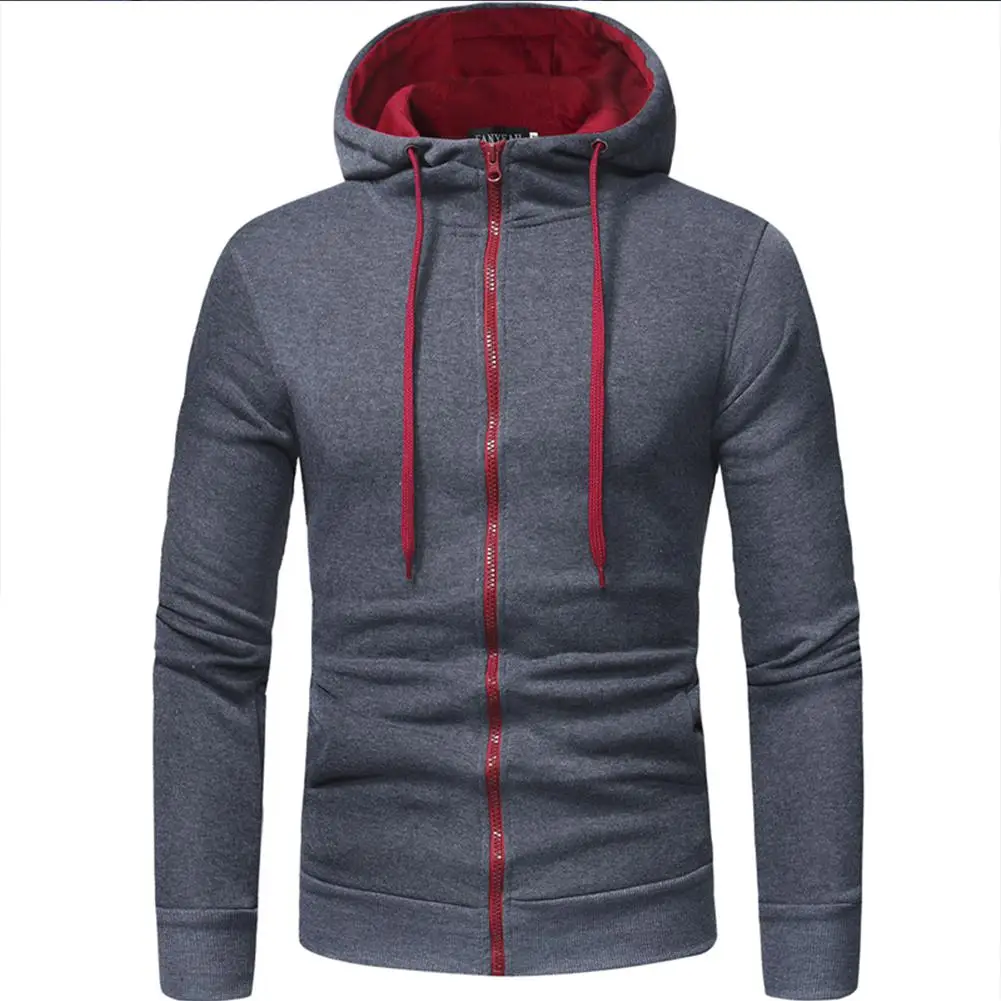

MISSKY 2019 New Autumn Spring Men Sweatshirt Classic Zipper Closure Hooded Casual Slim Coat