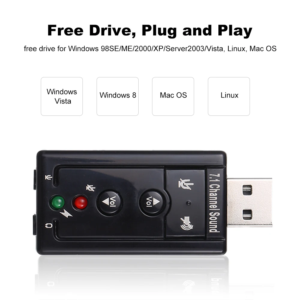 

7.1 External USB Sound Card USB to Audio Adapter for Notebook Computer