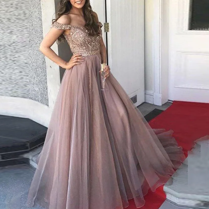 Женское платье с открытыми плечами шифоновое Пышное Платье открытой спиной