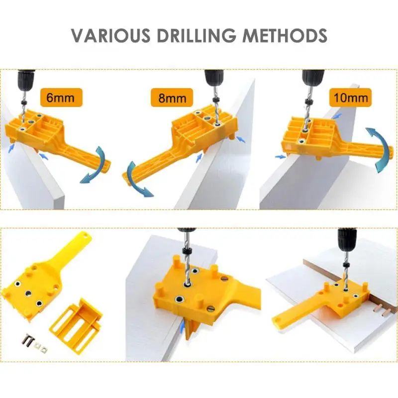 

Dowel Jig ABS Plastic Woodworking Jig Pocket Hole Jig for 6 -10mm Dowel Joints Drilling Guide Tools Handheld Drill Guide