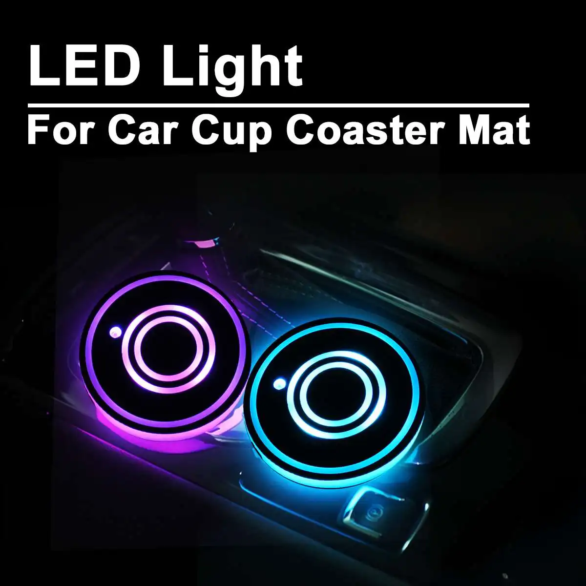 

2Pcs Universal Led Car Cup Holder Drinks Bottom Holder Pad Mat Vibration Sensor LED Light Cover Trim Atmosphere Lamp Lights