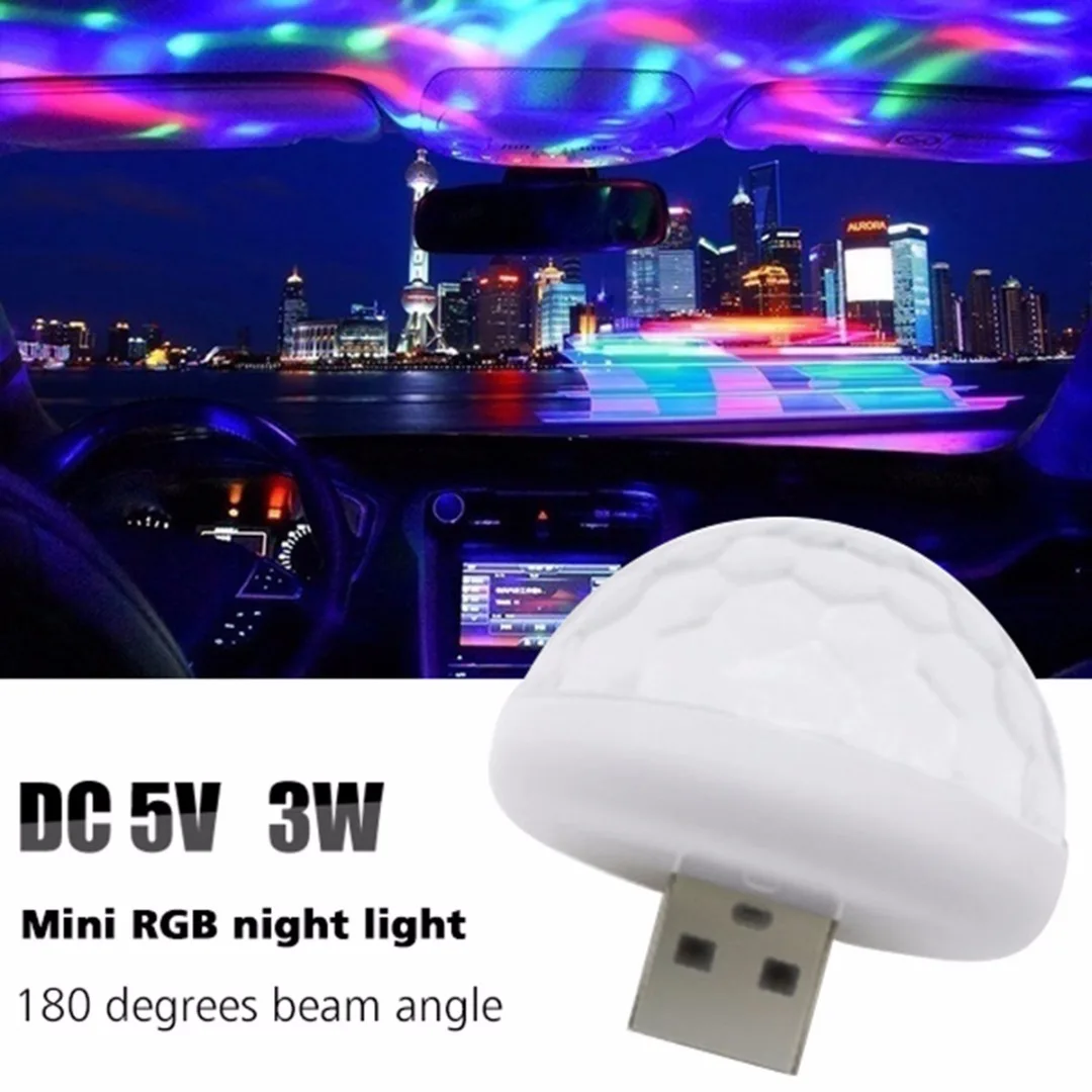 

FOR Car Styling Decoration 1pc Mini USB RGB LED Car Interior Light Neon Atmosphere Sound Control Lamp DC 5V 3W Mayitr