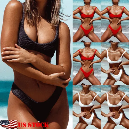 2019 Newest Fashion Hot Sexy Popular Bikini Curved Chest Folds Multicolor Swimsuit Ladies Thong Summer Pure Color Dropship | Спорт и