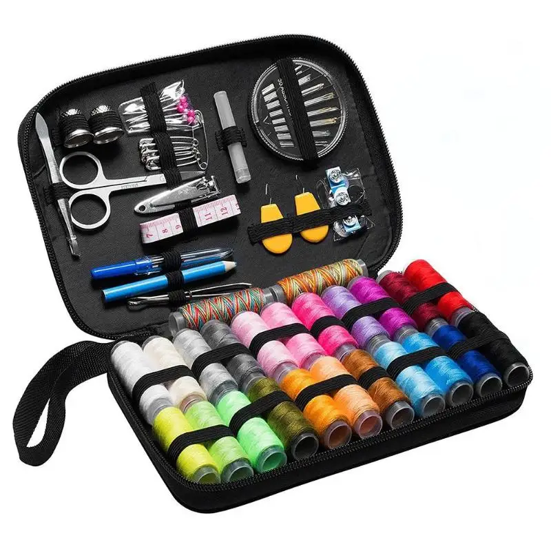 

Multifunction Portable DIY Sewing Box Travel Sewing Kit Needle Thread Threader Tape Scissor Storage Bag Belt Wearing Clips