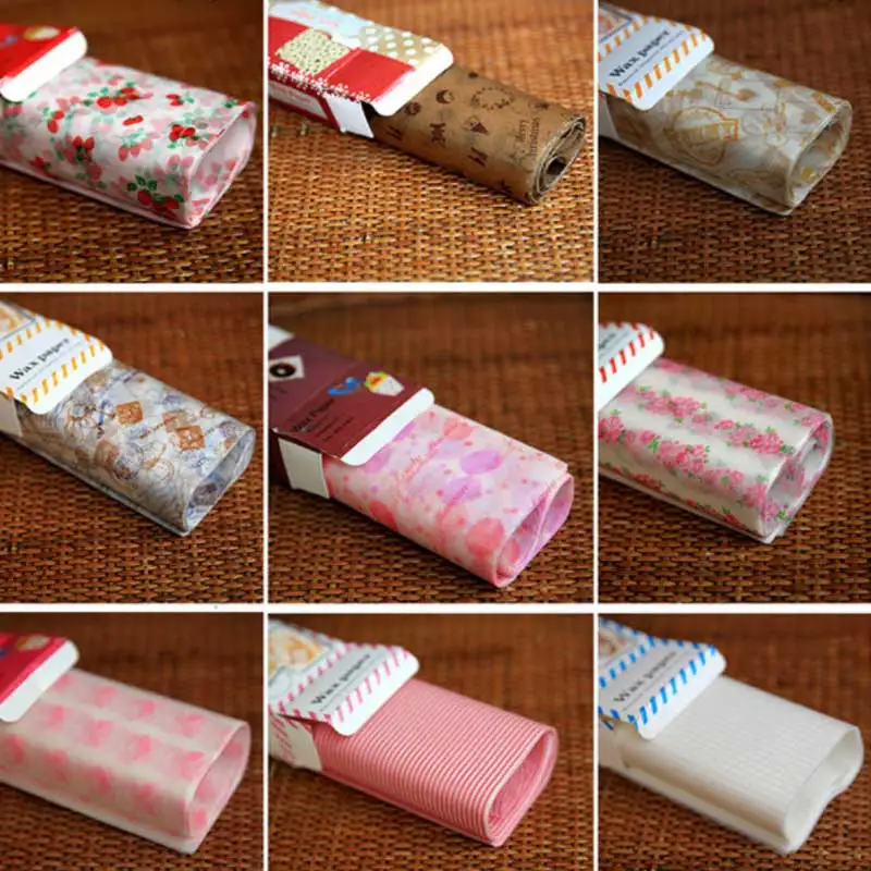 

50Pcs Wax Paper Food Wrappers Food Grade Grease Paper Baking Tools Bread Sandwich Burger Fries Package Wrapping Paper