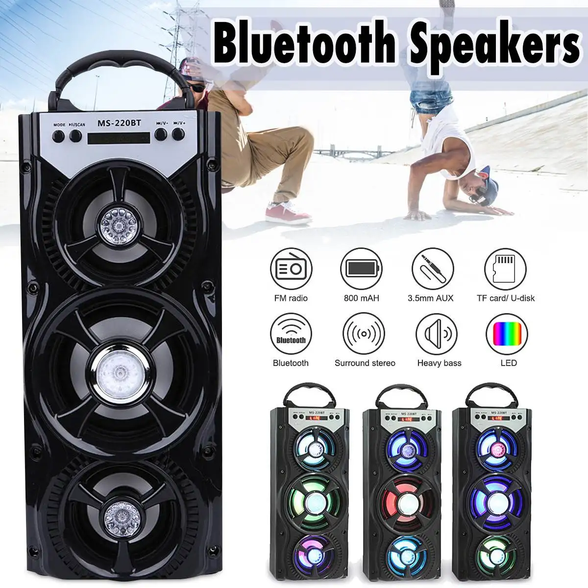 LEORY Outdoor Party Camping Speaker Wireless bluetooth Portable Speakers Loudspeaker Subwoofer