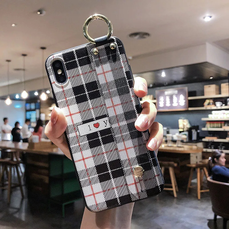 Чехлы для телефонов с сетчатым узором Iphone XS Max чехол ремешком на запястье жесткий