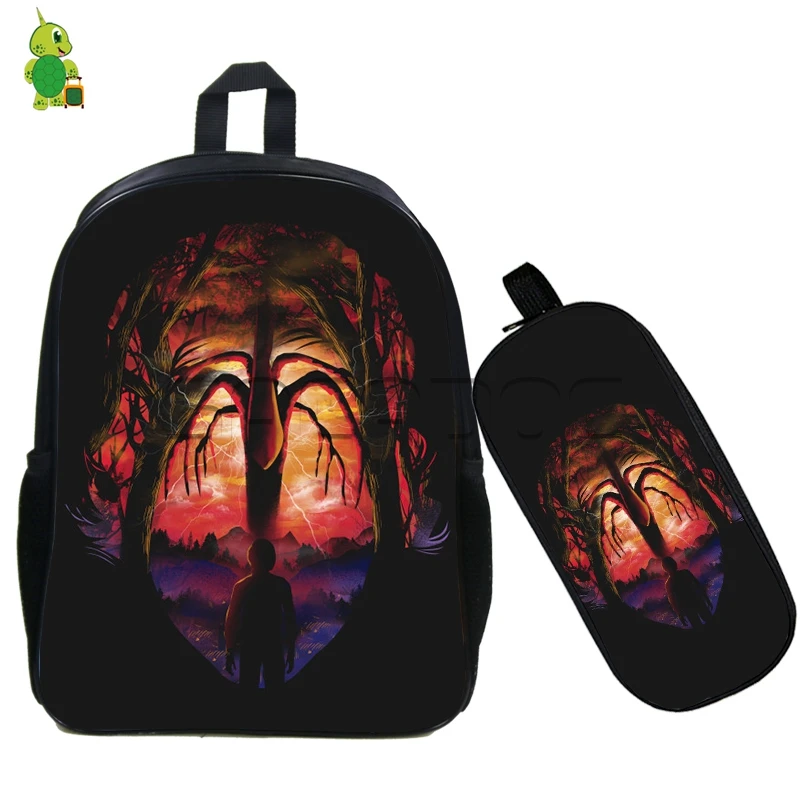 Us 23 7 21 Off 2 Pcs Set Backpack Stranger Things Eleven Outline Students Book Bag School Backpacks For Agers Boys S Casual Rucksack In