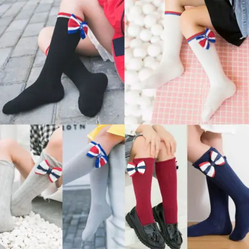 

Cute Girls School Toddler Warm Long Socks Kids Child Knee High Bow Socks Cotton Autumn Girl 3-12T