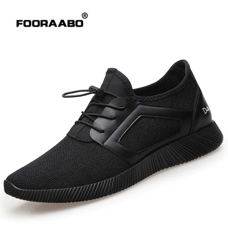 Fooraabo 2018 Fashion Tenis Summer Breathable Male Footwear Black Shoes For Men Lace Up Adult Sneakers Walking Casual Shoes Men