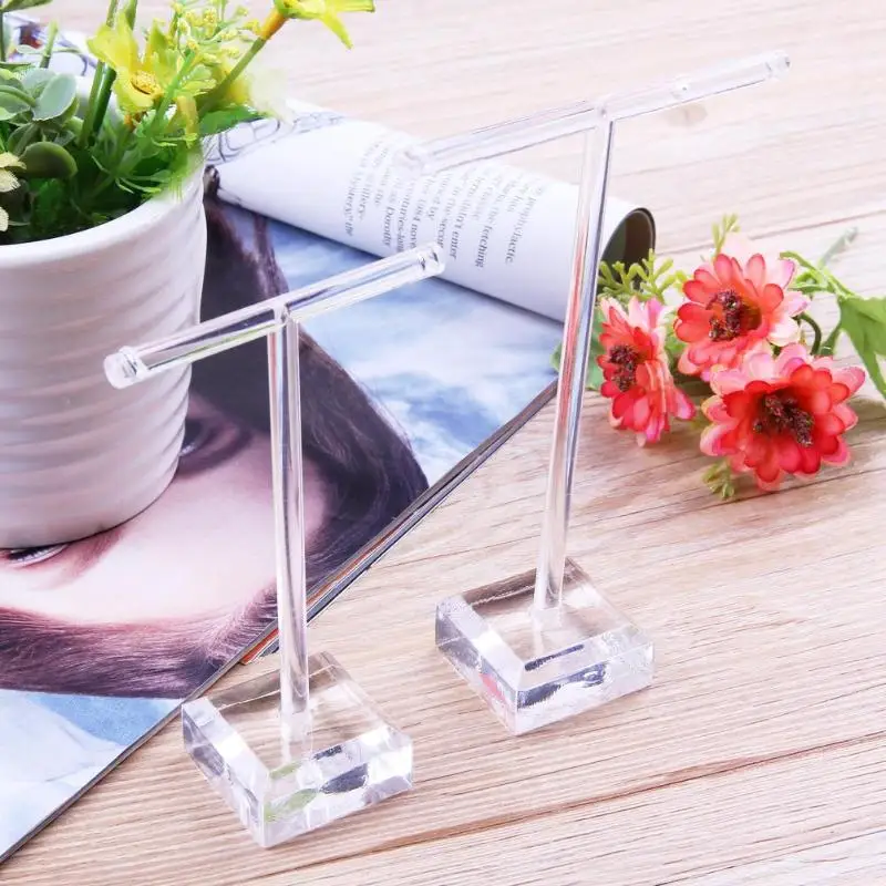 

2pcs Glass Earrings Jewelry Display Organizer T Bar Stand Holder Storage Hanger Showcase Rack Organizer Glass Jewelry Organizer