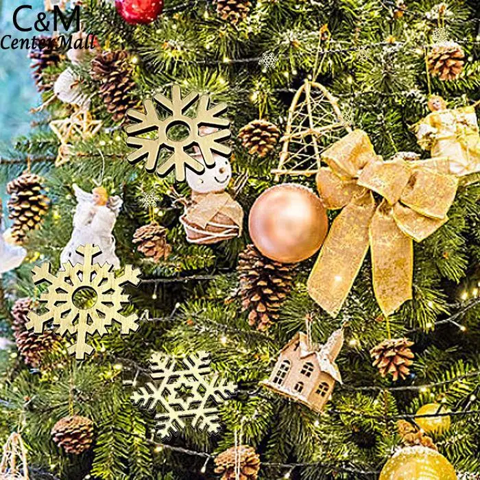 Christmas Wooden Snowflake Fashion Craft Decorations Christmas Tree Wooden Snowflake Hanging Ornament frozen