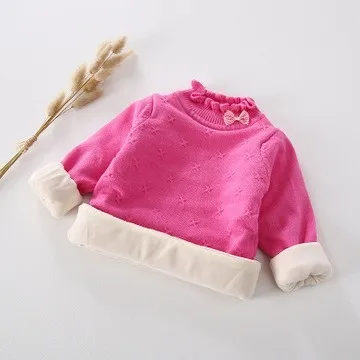 

2 3 4 5 6 7 Years Girls Sweaters Plus Velvet Warm Winter Clothes For Children Fashion Turtleneck Kids Sweater Baby Knit Pullover