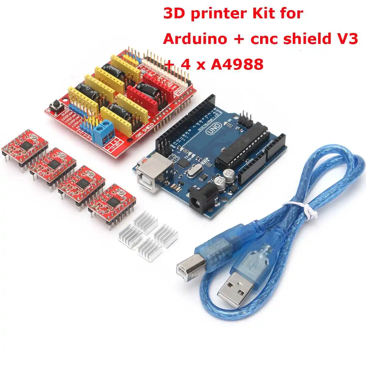 3D مجموعة الطابعة لاردوينو CNC درع V3 + UNO R3 + A4988 * 4 GRBL متوافق جودة دائمة