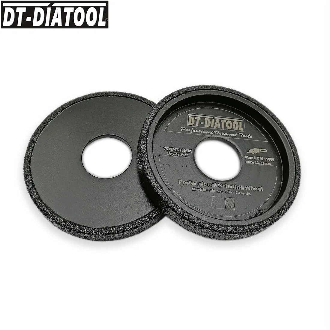 

DT-DIATOOL 2pcs/pk Dia 75mmx10 Vacuum Brazed Diamond Grinding Flat Wheel Arbor 22.23mm Sanding Disc for Marble Granite Ceramics